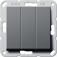 Переключатель самовозвратный без рамки Gira System55 3-кл. проходной 10А антрацит картинка